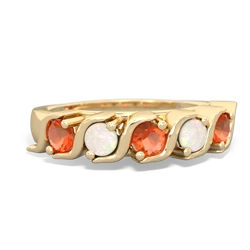 Fire Opal Anniversary Band 14K Yellow Gold ring R2089