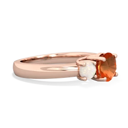 Fire Opal Three Stone Round Trellis 14K Rose Gold ring R4018