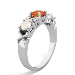 Fire Opal Hugs And Kisses 14K White Gold ring R5016