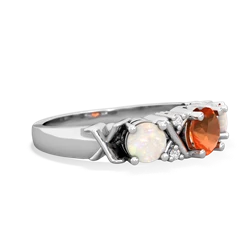 Fire Opal Hugs And Kisses 14K White Gold ring R5016