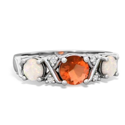 Fire Opal Hugs And Kisses 14K White Gold ring R5016