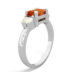 Fire Opal Three Stone 14K White Gold ring R5235