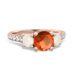 Fire Opal Pave Trellis 14K Rose Gold ring R5500