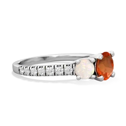 Fire Opal Pave Trellis 14K White Gold ring R5500