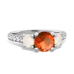 Fire Opal Pave Trellis 14K White Gold ring R5500