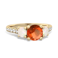 Fire Opal Pave Trellis 14K Yellow Gold ring R5500