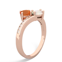 Fire Opal Channel Set Two Stone 14K Rose Gold ring R5303