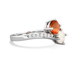 Fire Opal Channel Set Two Stone 14K White Gold ring R5303