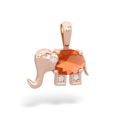 Fire Opal Elephant 14K Rose Gold pendant P2555