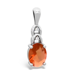 Fire Opal Links 14K White Gold pendant P4032