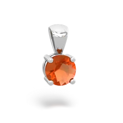 Fire Opal 6Mm Round Solitaire 14K White Gold pendant P1786