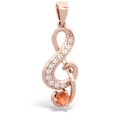 Fire Opal G-Clef Music 14K Rose Gold pendant P5830