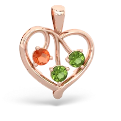 Fire Opal Glowing Heart 14K Rose Gold pendant P2233