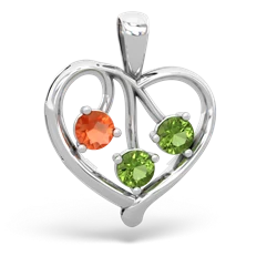 Fire Opal Glowing Heart 14K White Gold pendant P2233