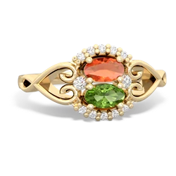 Fire Opal Love Nest 14K Yellow Gold ring R5860