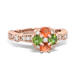 Fire Opal Sparkling Tiara Cluster 14K Rose Gold ring R26293RD