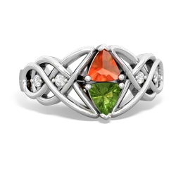 Fire Opal Keepsake Celtic Knot 14K White Gold ring R5300