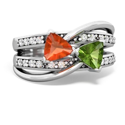 Fire Opal Bowtie 14K White Gold ring R2360