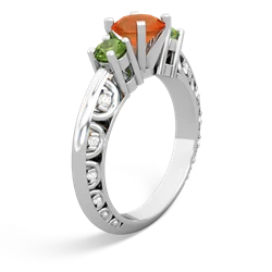 Fire Opal Art Deco Eternal Embrace Engagement 14K White Gold ring C2003