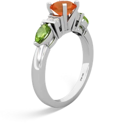 Fire Opal 6Mm Round Eternal Embrace Engagement 14K White Gold ring R2005