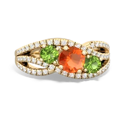 Fire Opal Three Stone Aurora 14K Yellow Gold ring R3080