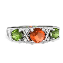 Fire Opal Hugs And Kisses 14K White Gold ring R5016