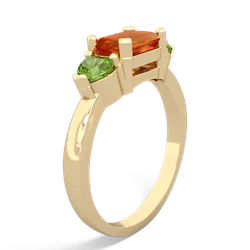 Fire Opal Three Stone 14K Yellow Gold ring R5235