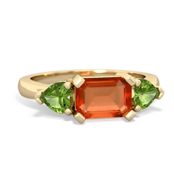 Fire Opal Three Stone 14K Yellow Gold ring R5235