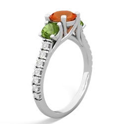 Fire Opal Pave Trellis 14K White Gold ring R5500