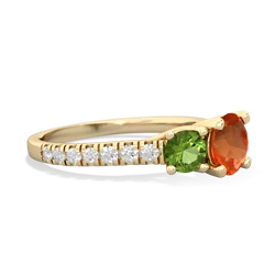 Fire Opal Pave Trellis 14K Yellow Gold ring R5500