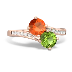 Fire Opal Channel Set Two Stone 14K Rose Gold ring R5303