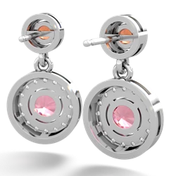 Fire Opal Halo Dangle 14K White Gold earrings E5319