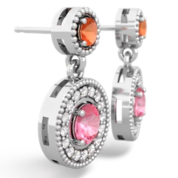 Fire Opal Halo Dangle 14K White Gold earrings E5319