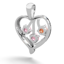 Fire Opal Glowing Heart 14K White Gold pendant P2233