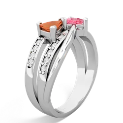 Fire Opal Bowtie 14K White Gold ring R2360