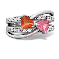 Fire Opal Bowtie 14K White Gold ring R2360