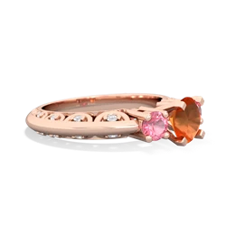 Fire Opal Art Deco Eternal Embrace Engagement 14K Rose Gold ring C2003