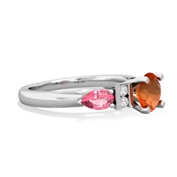 Fire Opal 6Mm Round Eternal Embrace Engagement 14K White Gold ring R2005