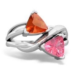 Fire Opal Split Band Swirl 14K White Gold ring R2341