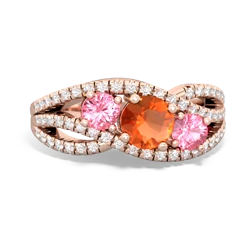 Fire Opal Three Stone Aurora 14K Rose Gold ring R3080