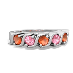 Fire Opal Anniversary Band 14K White Gold ring R2089