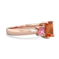 Fire Opal Three Stone Emerald-Cut Trellis 14K Rose Gold ring R4021