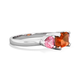 Fire Opal Three Stone 14K White Gold ring R5235