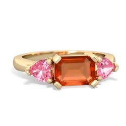 Fire Opal Three Stone 14K Yellow Gold ring R5235