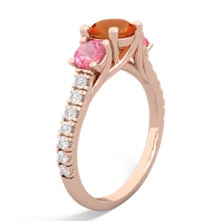 Fire Opal Pave Trellis 14K Rose Gold ring R5500