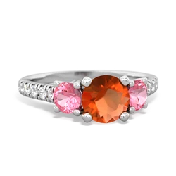 Fire Opal Pave Trellis 14K White Gold ring R5500