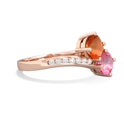 Fire Opal Channel Set Two Stone 14K Rose Gold ring R5303