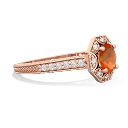 Fire Opal Art-Deco Starburst 14K Rose Gold ring R5520