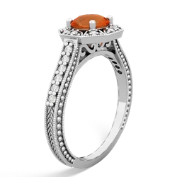 Fire Opal Art-Deco Starburst 14K White Gold ring R5520