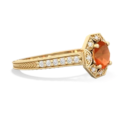 Fire Opal Art-Deco Starburst 14K Yellow Gold ring R5520